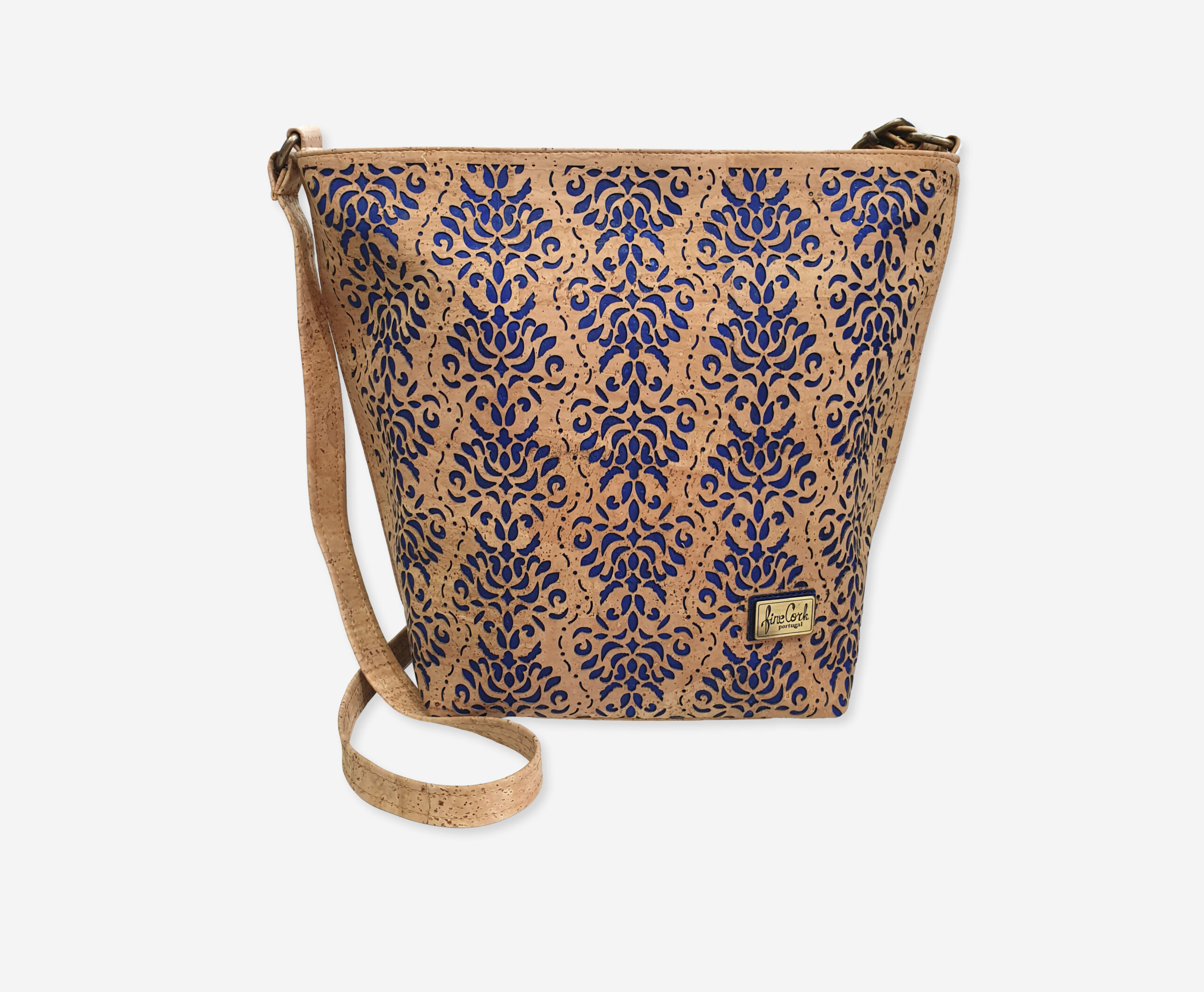 Cork Shoulder Bag With Blue Perforated Effect FC140 COL