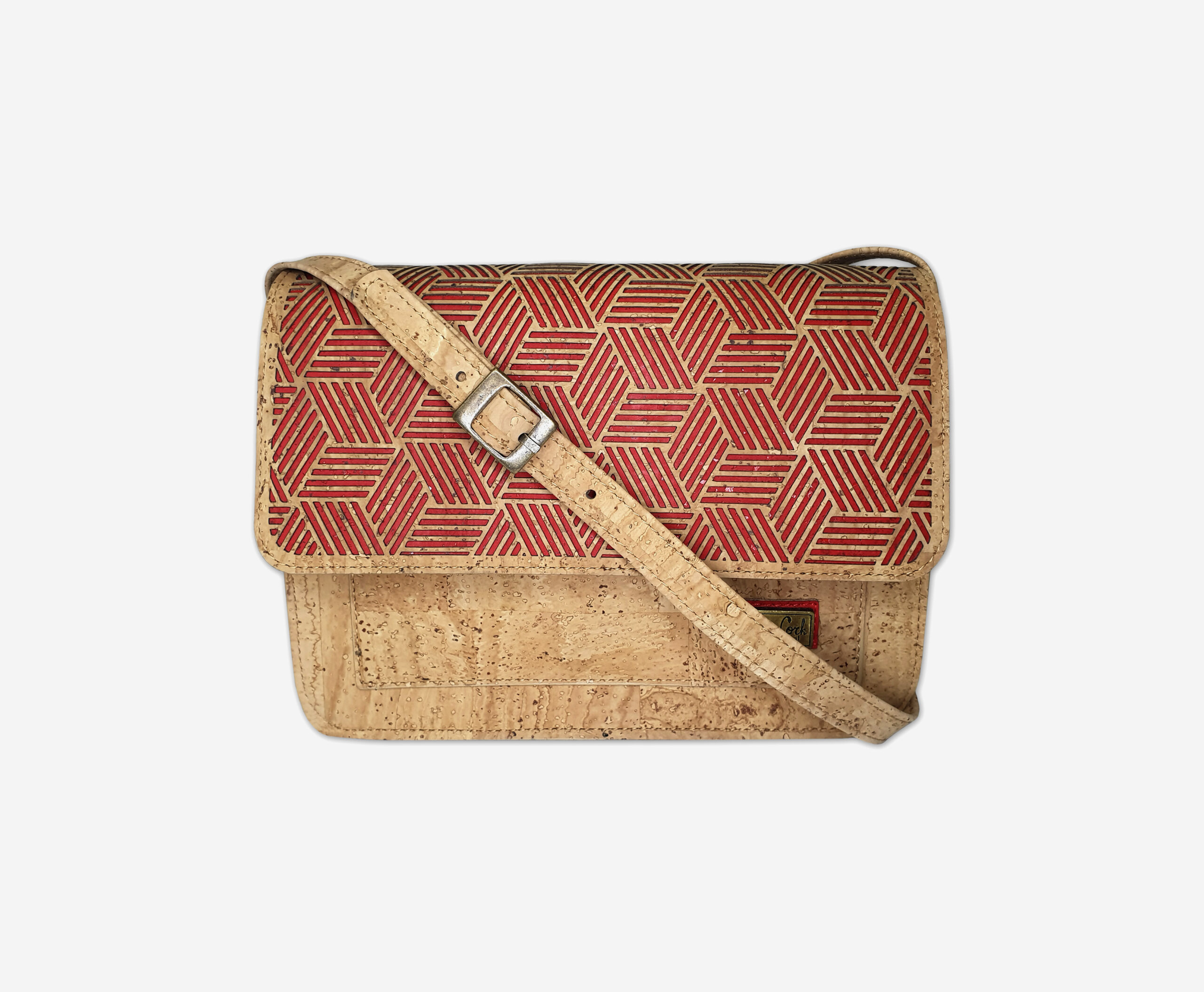 Small Cork Shoulder Bag With Lines