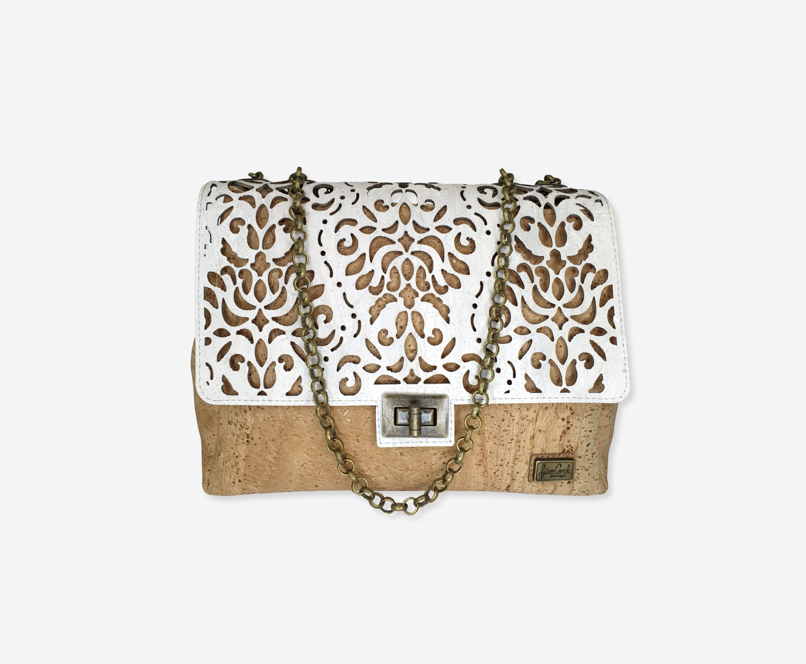 Elegant White Cork Shoulder Bag Fine Cork Portugal
