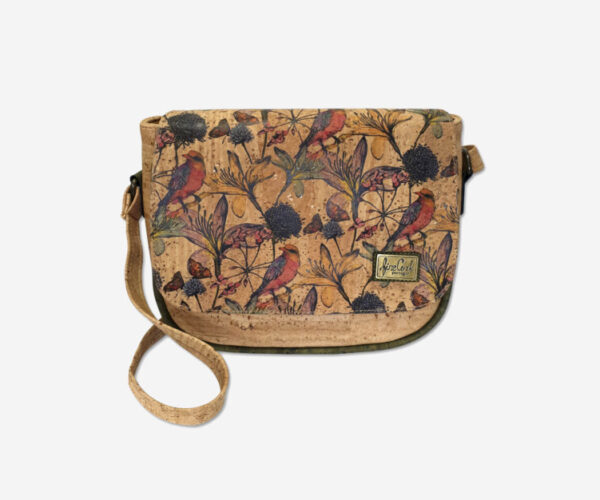 Small Cork Crossbody Bag With Decorative Print 32560