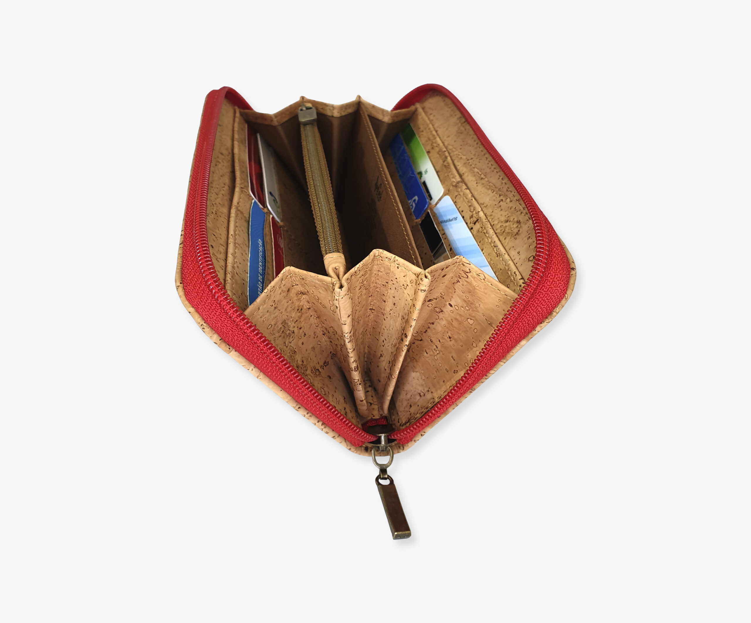 walletlazerinside zipperaroundwalletredcork123