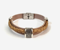 Cork Handmade Braided Bracelet For Women/Men – Pink/Natural