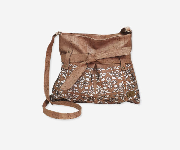 Perforated Brown Shoulder Bag With Bow 3297 L22