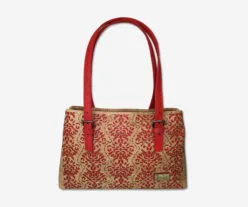 Large Red Cork Handbag With Two Compartments 77 Col