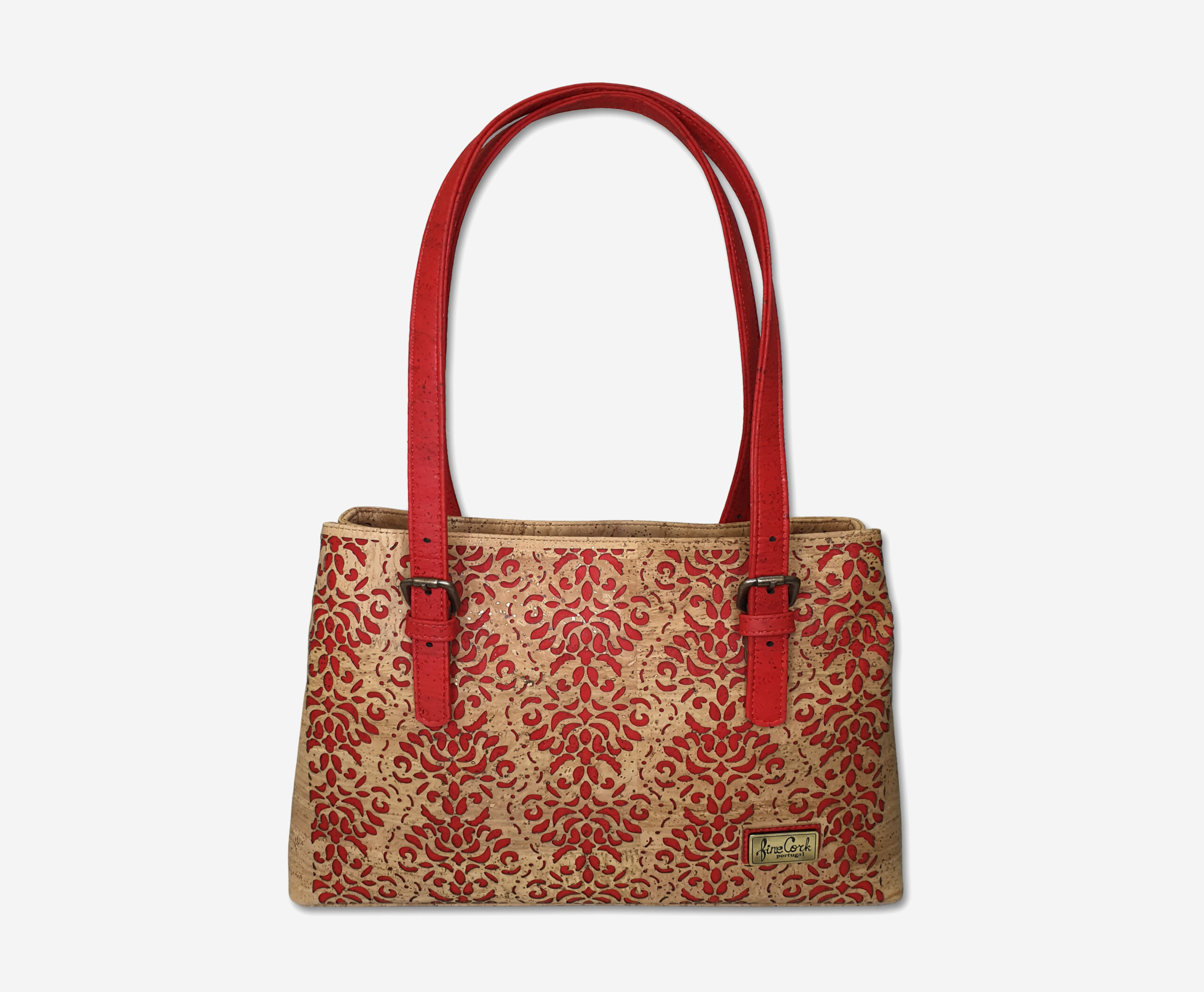 20211124,22 Large red Cork Handbag with 2 compartments