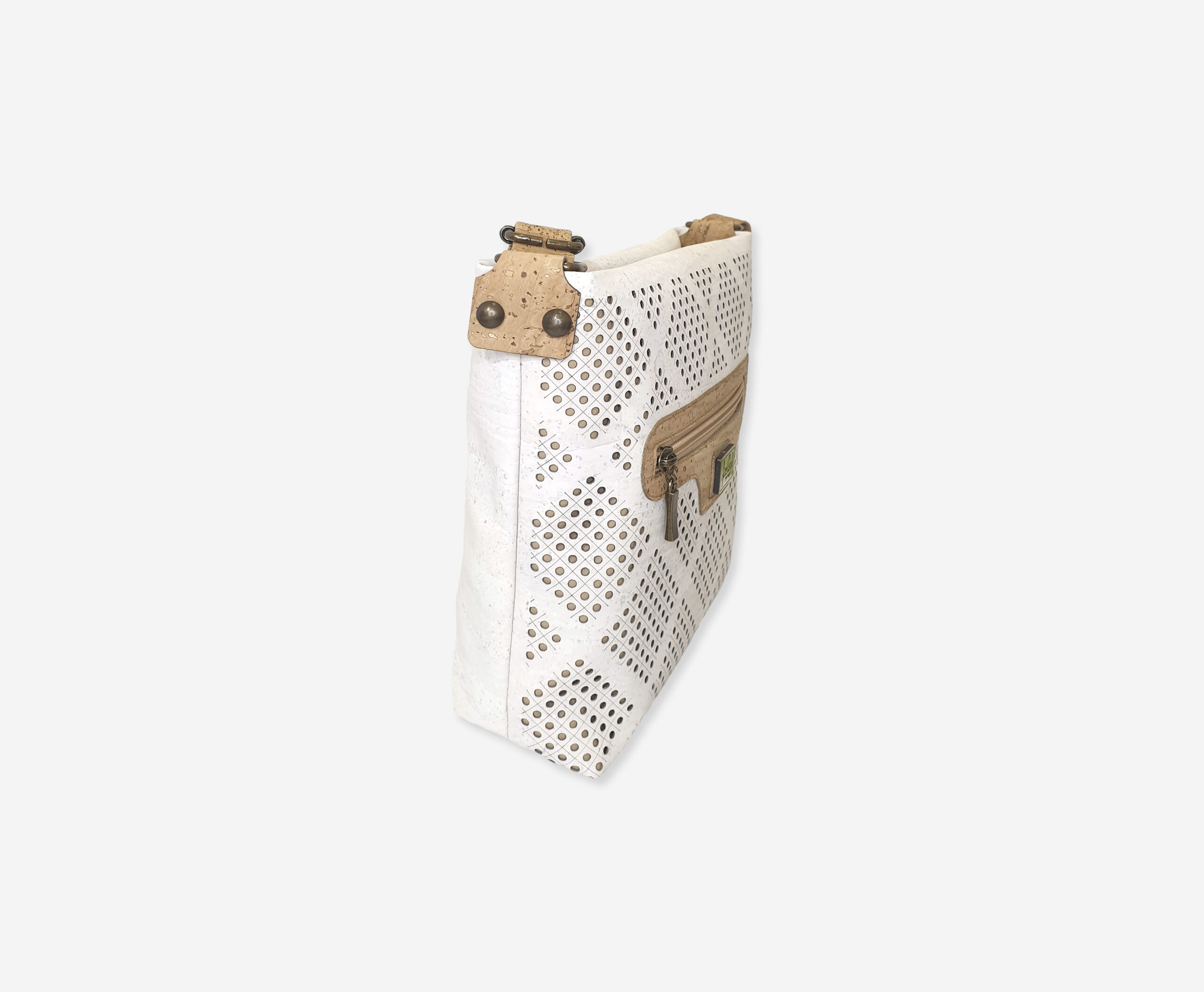 perforated white shoulderbag