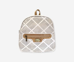 Perforated White Cork Backpack Zip Pocket 1861