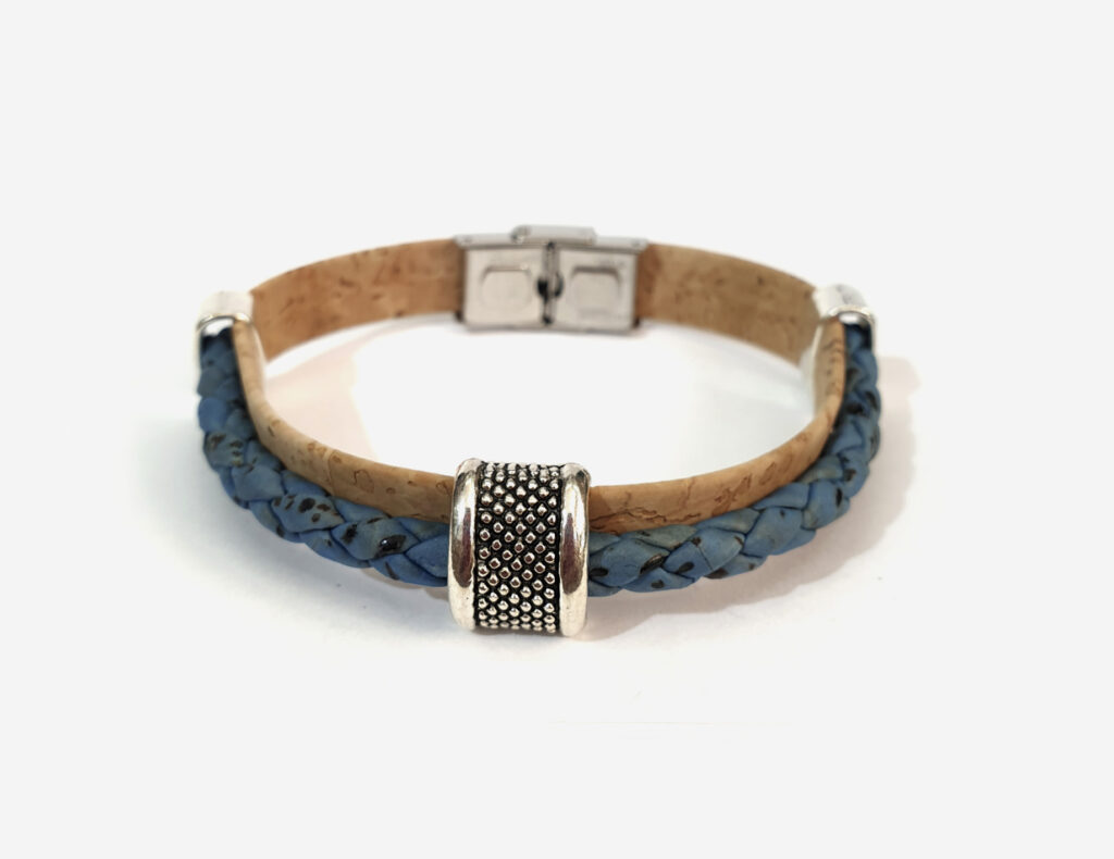 Cork bracelet, bracelets, vegan ideas, sustainable fashion, Made in Portugal L Blue