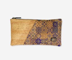 Large Rectangular Gold Cork Cosmetic Bag 8292