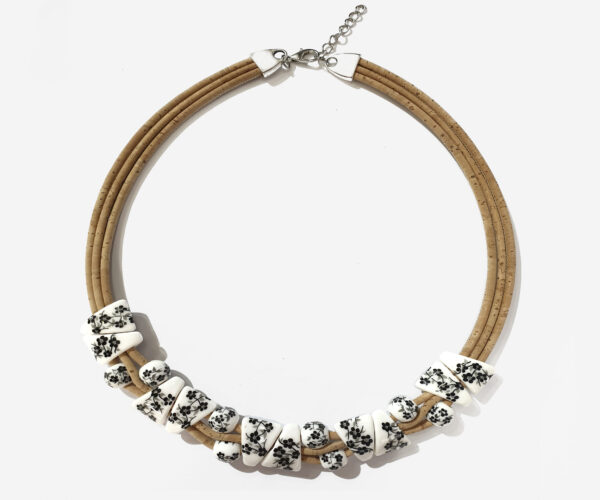 Cork Necklace With Triangle Ceramics Stones