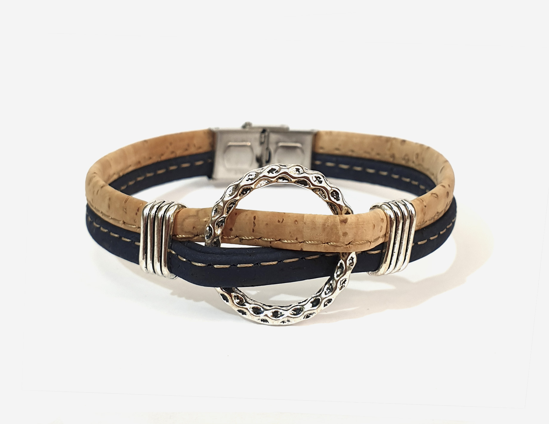 8 Cork bracelet, bracelets, vegan ideas, sustainable fashion, Made in Portugal blue color