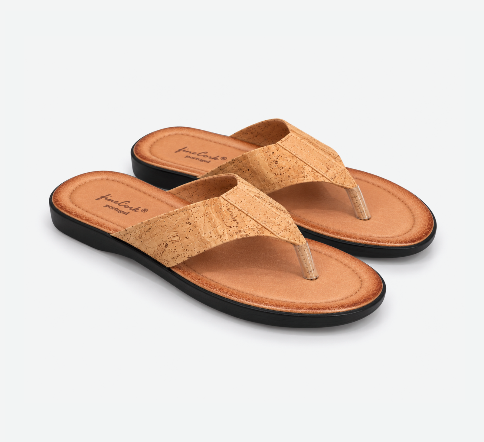 Men Cork Slippers With T-strap 01303 - Image 4