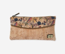 Rectangular Cork Cosmetic Bag With Decorative Front Zip 8291