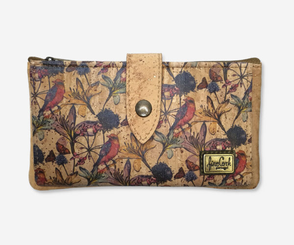 Women Large Cork Clip Purse With Card Slots 58713 – Birds/Natural