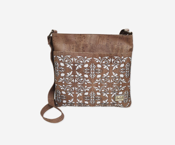 Colorful Brown and White Cork Shoulder Bag 1683 L22