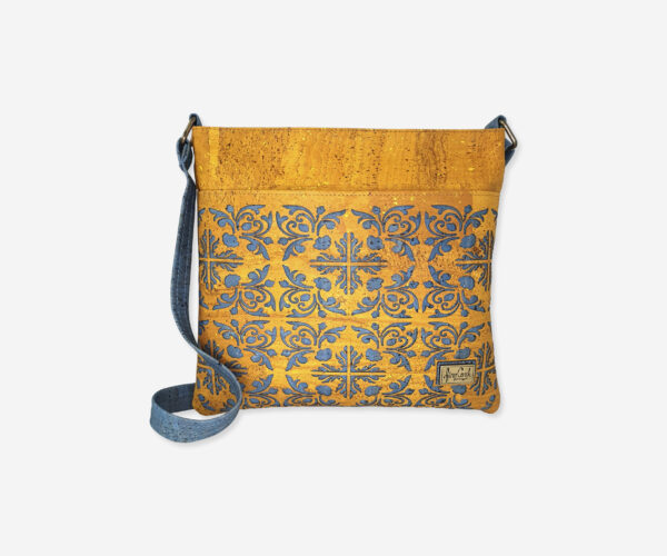 Colorful Yellow and Light Blue Cork Shoulder Bag 1683 L22