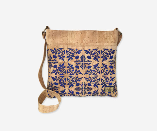 Colorful Natural and Blue Cork Shoulder Bag 1683 L22
