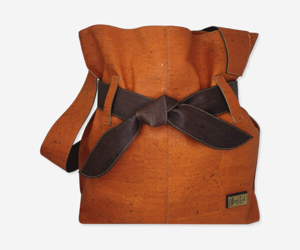 Large Orange Cork Bag With Decorative Bow 1826