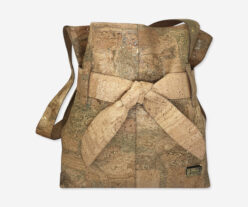 Large Gold Cork Bag With Decorative Bow 1026