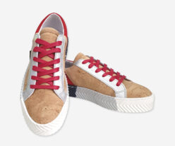 Stylish Cork Sneakers With Red Laces C3006