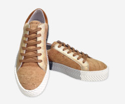 Stylish Cork Sneakers With Beige Laces C3006