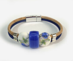 Vegan Handmade Bracelet With Ceramics Stones 26 – Blue/Green Flower