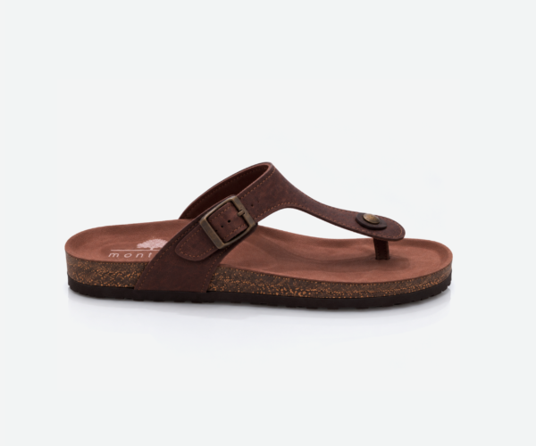 Men Brown Cork Flat Slippers With Adjustable Strap 001