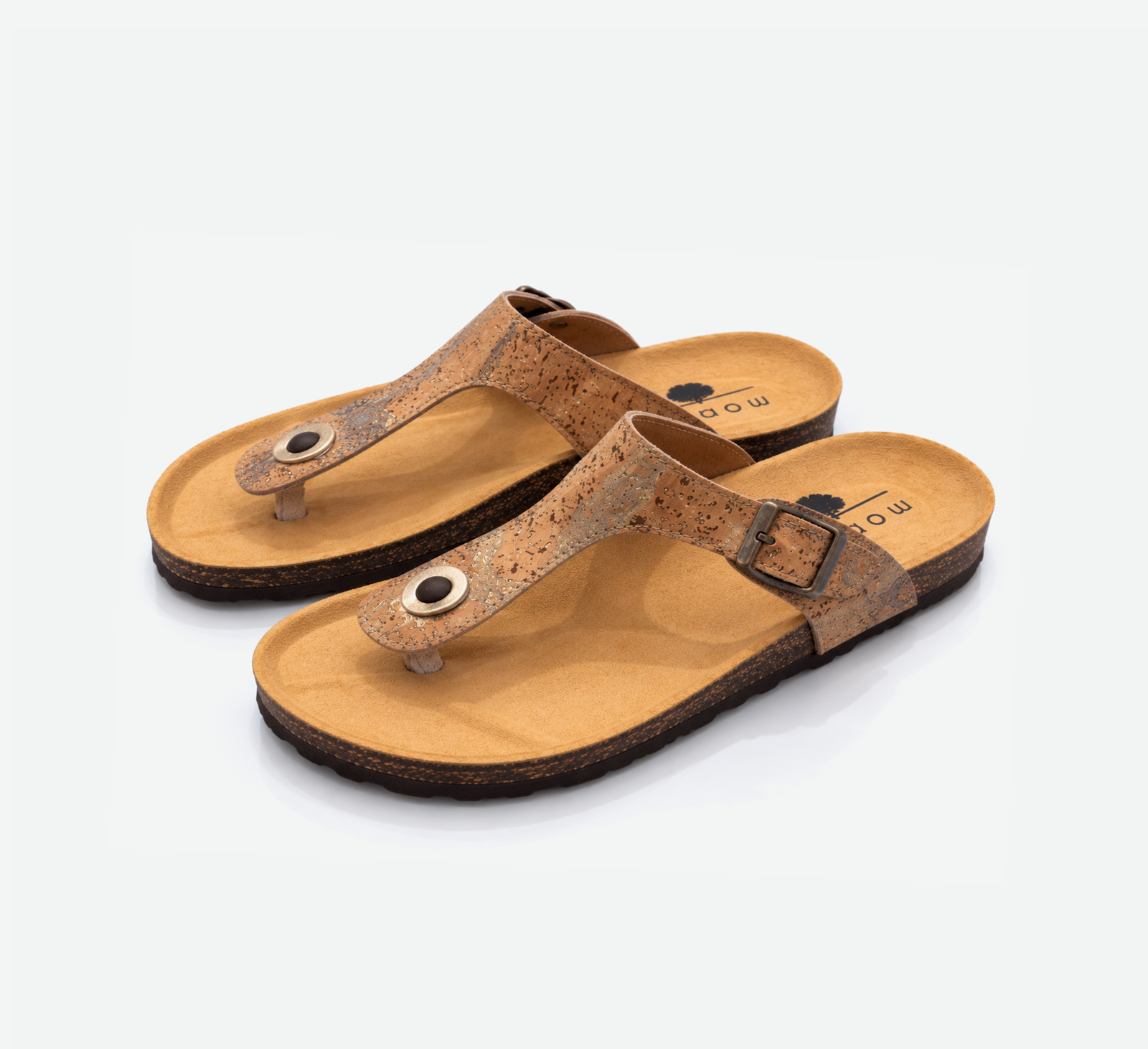 Gold Cork Flat Slippers With Adjustable Strap 001 - Image 2