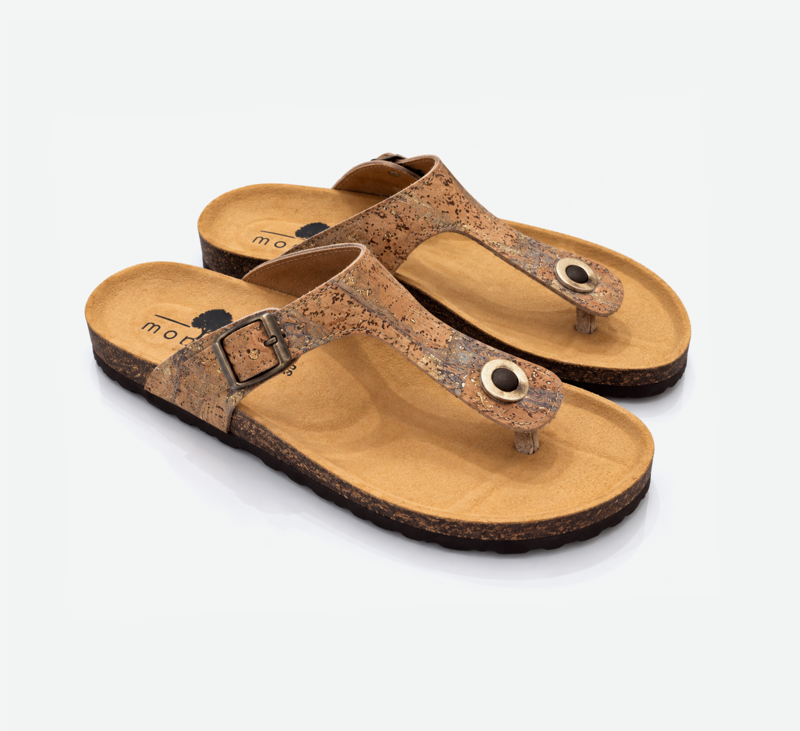 Gold Cork Flat Slippers With Adjustable Strap 001 - Image 4