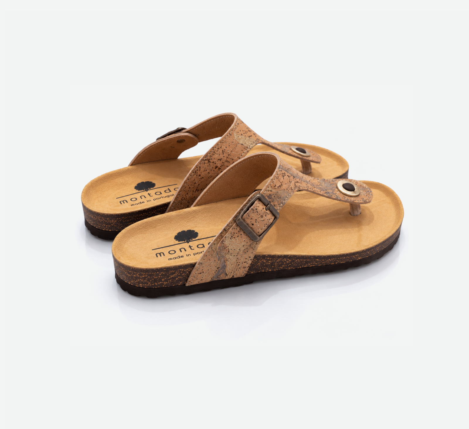 Gold Cork Flat Slippers With Adjustable Strap 001 - Image 5