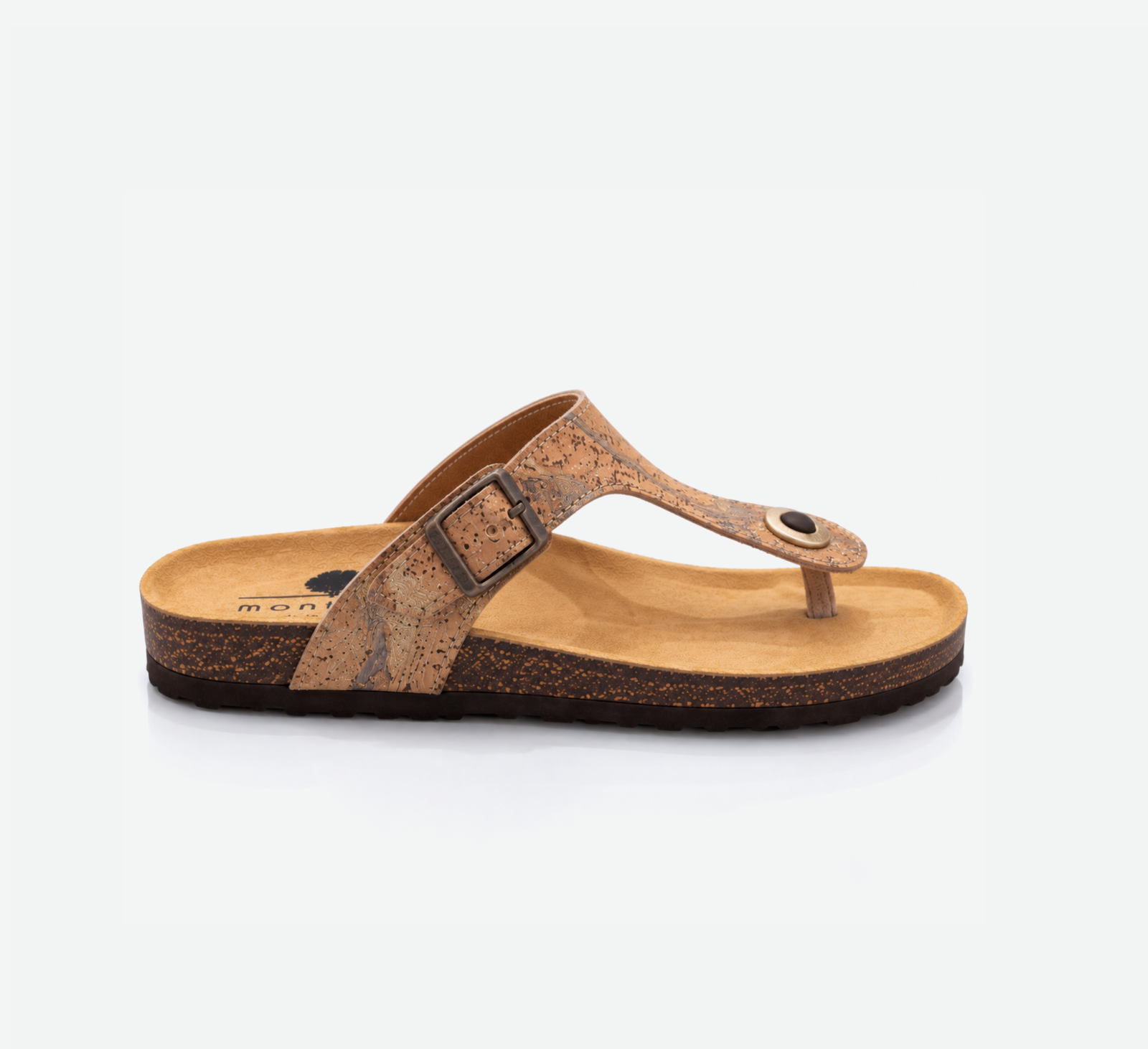 Gold Cork Flat Slippers With Adjustable Strap 001 - Image 1