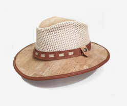 Men Cork and Leather Hat With Perforated Vent Holes