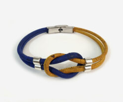Vegan Cork Handmade Knot Bracelet – Yellow/Light Blue