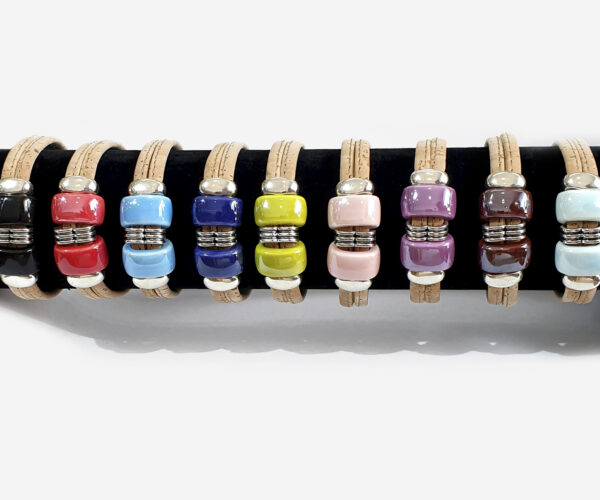 Handmade Cork Bracelet With Colorful Stones