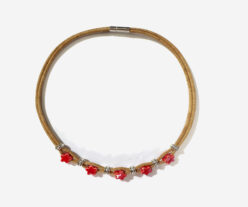Cork Handmade Necklace With Red Stars