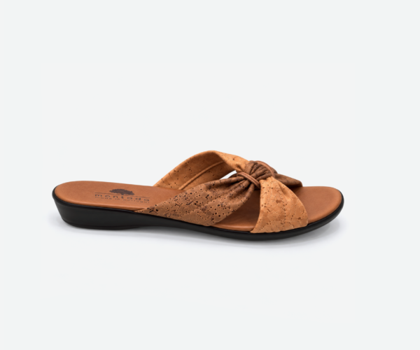 Light Brown Cork Slippers Criss Cross Strap 311