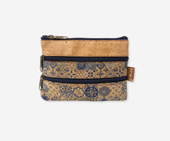 Flat Cork Two Zippers Purse 0070c
