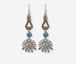Cork Handmade Earrings With Turquoise Stones 1