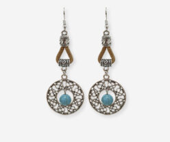 Cork Handmade Earrings With Turquoise Stones 2
