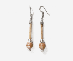 Cork Earrings With Colorful Ceramic Balls
