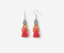 Cork Earrings With Triangle Stones