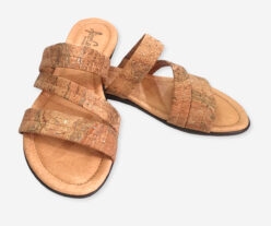 Gold Cork Slippers With Three Straps 308