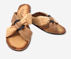 Light Brown Cork Slippers Criss Cross Strap 311