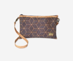 Perforated Cork Clutch With Lines 8294L – Blue/Natural
