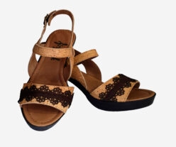 Party Cork Sandals With Decorative Lace Strap 1800-3