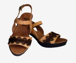 Party Cork Sandals With Decorative Lace Strap 1800-3