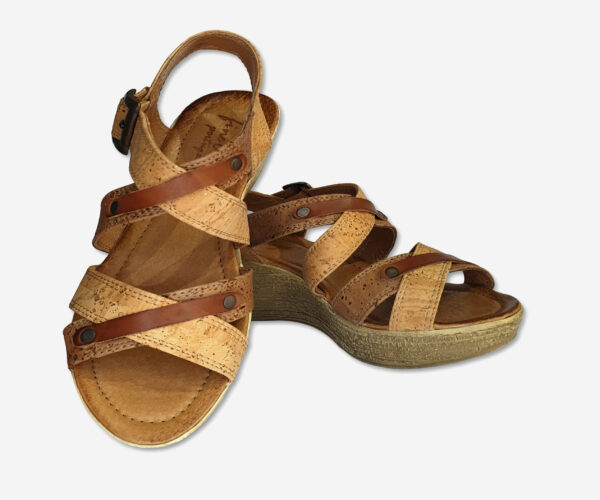 Women Cork Sandals Criss-Cross Strap 01579
