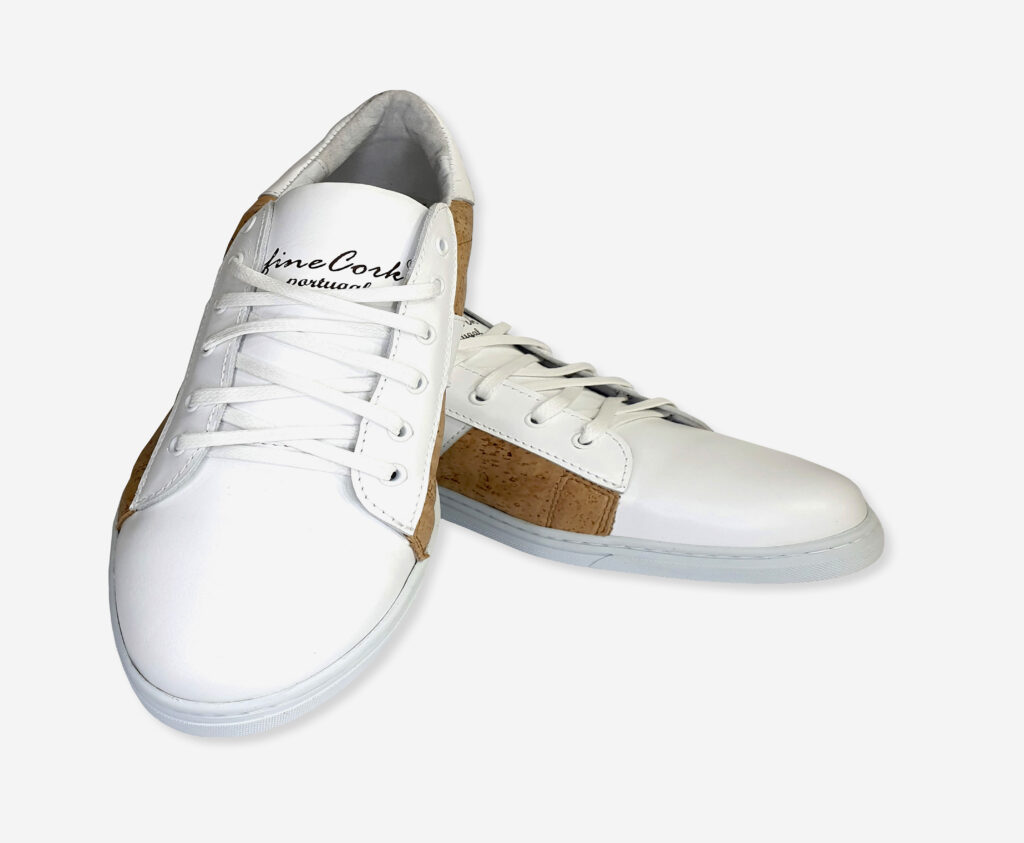 Men's Leather and Cork White Sneakers