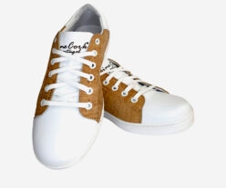 White Sneakers With Cork and Genuine Leather 01535