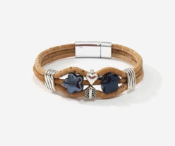 Cork Bracelet With Ceramic Flowers